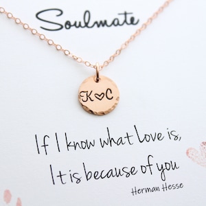 Couples necklace, Initial Necklace, Engraved necklace, gift for girlfriend, Personalized Necklace, Custom Necklace, Soulmate image 3