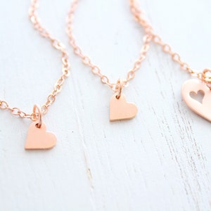 Mother Daughter Necklace Heart Set of 3 in Rose Gold - Etsy