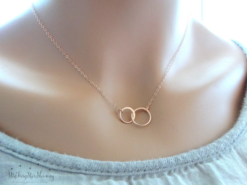 Rose Gold Circle Necklace, Eternity Necklace, Sisters Necklace, Eternity Circle Necklace, Double Eternity Circle Necklace image 4