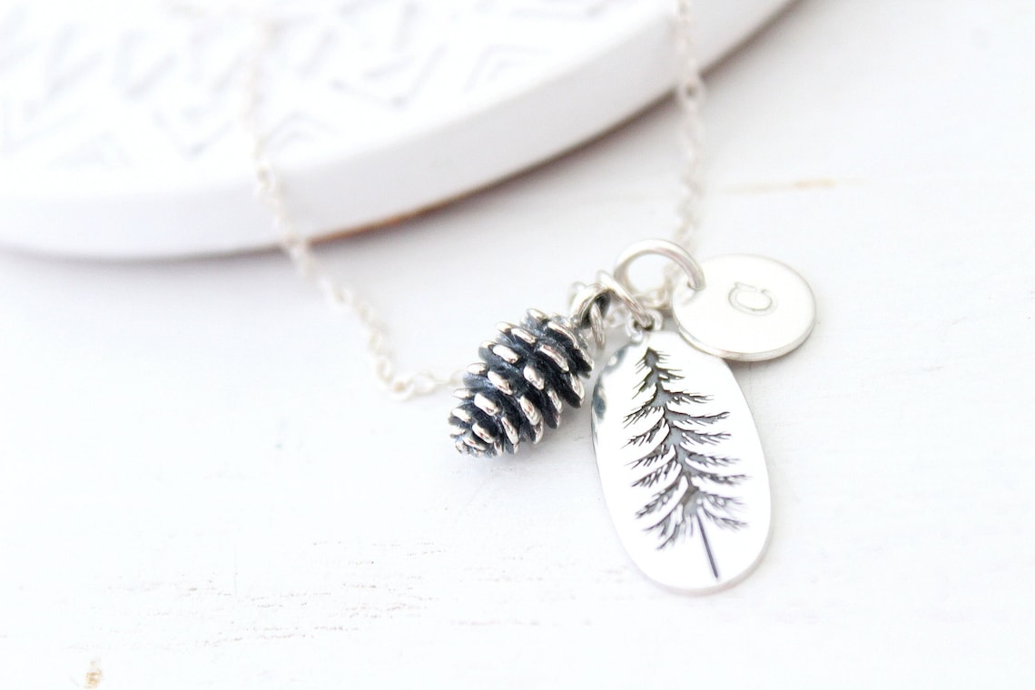 Pine Tree Necklace Silver Necklace Pinecone Necklace Etsy