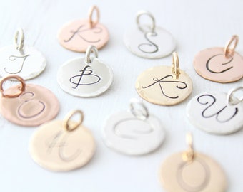 Sterling silver initial Charm, rose gold initial charm, dainty initial charm