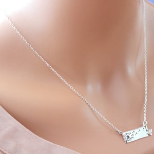 Dandelion Necklace in Sterling Silver with butterfly charm necklace silver bar necklace wish necklace Mom necklace image 9