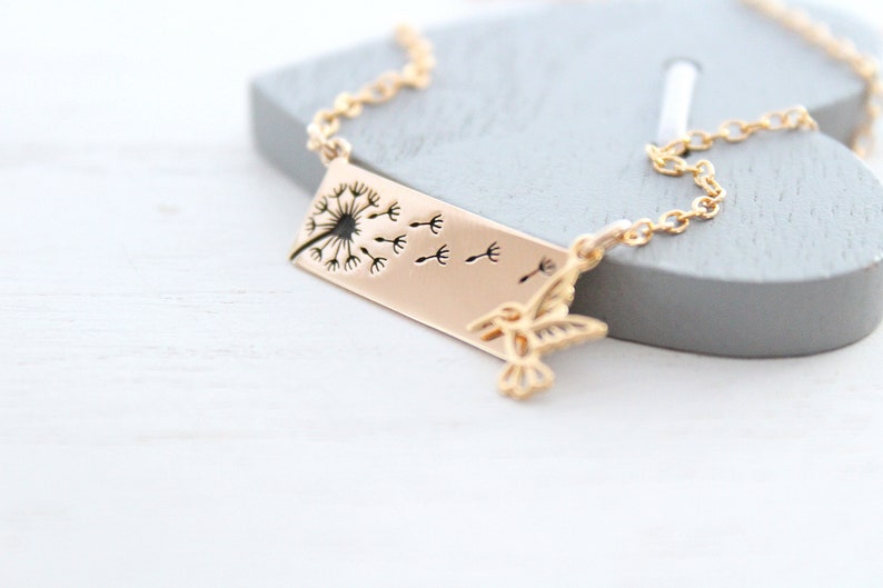 Dandelion Necklace gold hummingbird necklace Christmas Gift For Women Wish Necklace Flower Gold Necklace