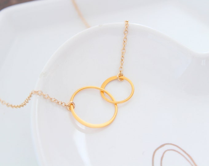 Circle Necklace Gold, Eternity Necklace, Best friend gift, 2 Circles Necklace, Two Circle Necklaces