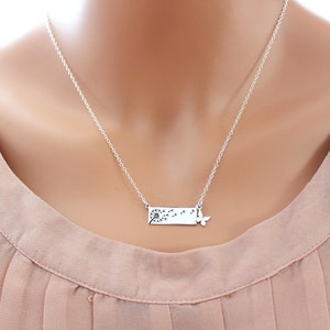 Dandelion Necklace in Sterling Silver with butterfly charm necklace silver bar necklace wish necklace Mom necklace image 7