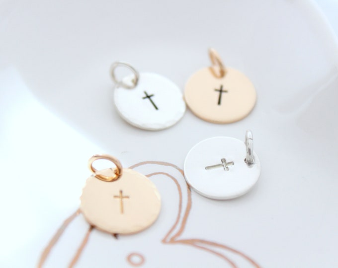 Tiny Cross Charm, Sterling Silver, Tiny Pendant, Cross Charm, Cross Pendant, Christian,Women Baptism First Communion Dedication Confirmation