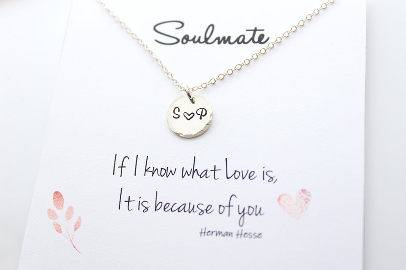 Couples necklace, Initial Necklace, Engraved necklace, gift for girlfriend, Personalized Necklace, Custom Necklace, Soulmate image 2