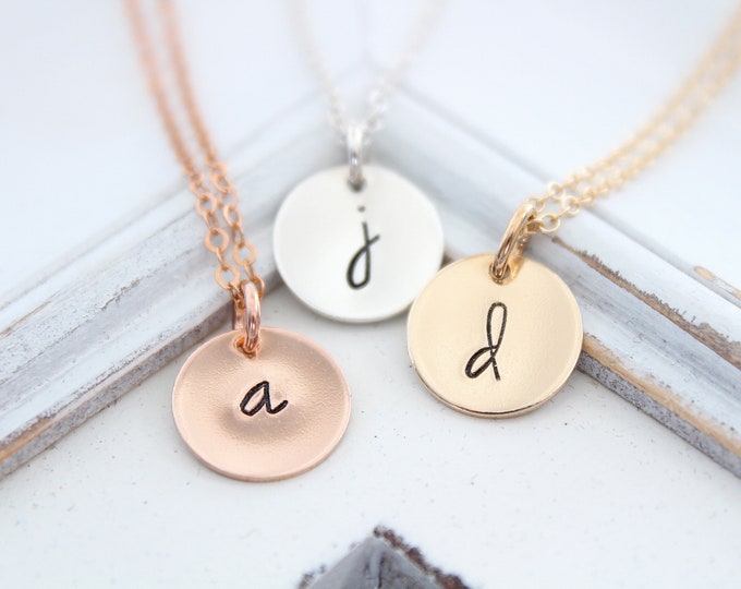 Initial necklace gold filled, Personalized Gifts For Her Dainty Necklace Letter charm in Sterling silver, rose gold filled