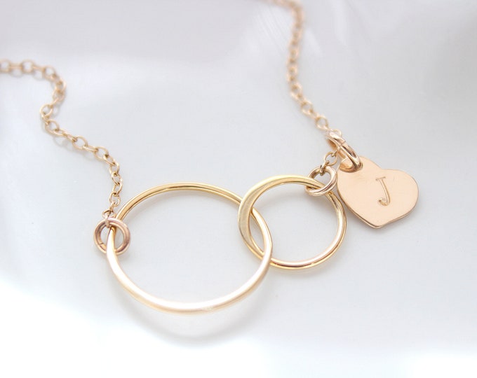 Infinity Necklace, Interlocking Circle Necklace, Mother and Child Necklace, Mother Daughter Necklace, Double Circle Necklace, Christmas