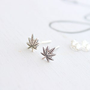 Pot Leaf Stud Earrings Post Marijuana Leaf, Weed Leaf Weed Jewelry Marijuana Jewelry image 4