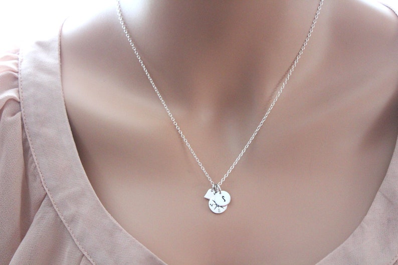 Long distance friendship gift, compass necklace silver, initial necklace, going away gift, friendship Jewelry, Personalized jewelry image 6