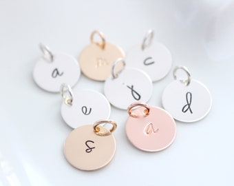 Initial Charm pendant, Initial letter charms, Personalized letter charm, Sterling Silver initial charm Rose Gold Lowercase