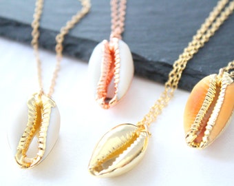 Cowrie Necklace, Gold Shell Necklace, Gold Cowrie Shell, Layering Necklace, Rose Gold Shell Jewelry, Gold Cowry Shell, Boho Necklace