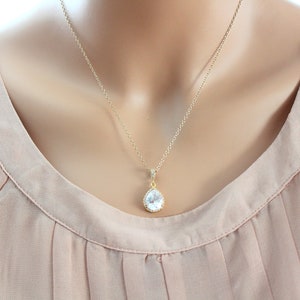 Bridal Necklace Wedding Jewelry Wedding Necklace Rose Gold Necklace Silver Necklace Cubic zirconia Necklace Teardrop Pendant Crystal necklac image 6