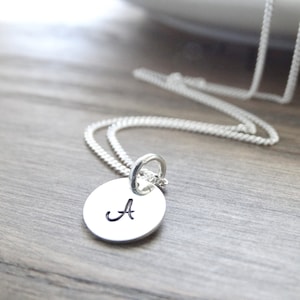 Initial Necklace, Sterling Silver monogram necklace, silver initial necklace, Silver Letter Necklace, Alphabet Charm Necklace, Christmas