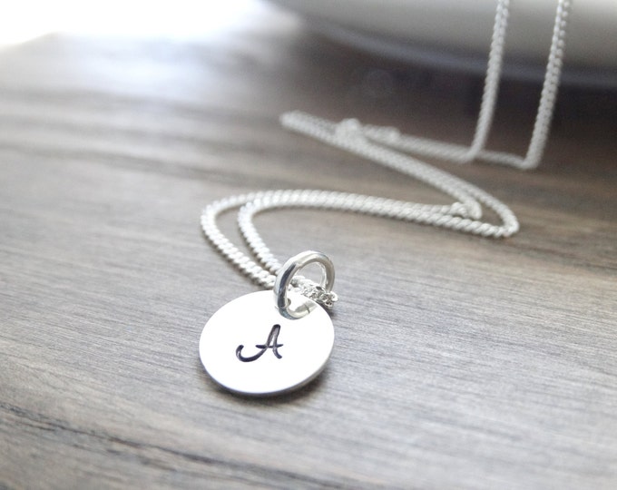 Initial Necklace, Sterling Silver monogram necklace, silver initial necklace, Silver Letter Necklace, Alphabet Charm Necklace, Christmas