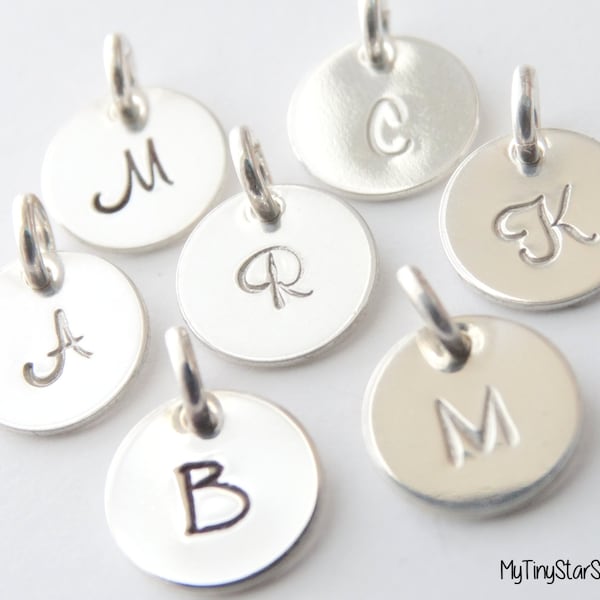 Initial Charm, Sterling Silver charm, Initial Letter Charm,  Initial Charm, Add Charms, Initial disc, Personalized Jewelry Uppercase
