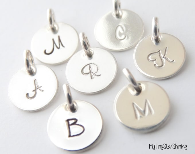 Initial Charm, Sterling Silver charm, Initial Letter Charm,  Initial Charm, Add Charms, Initial disc, Personalized Jewelry Uppercase