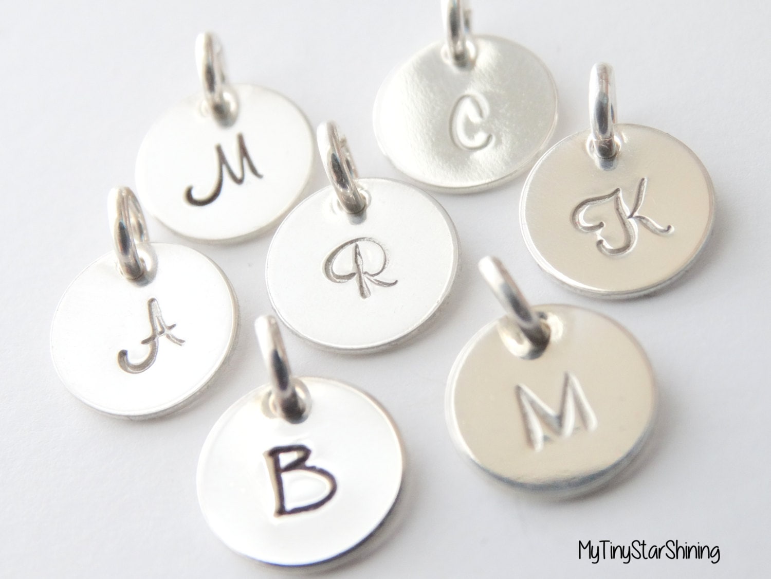 Letter Charms for Necklaces, Alphabet Charms, Sterling Silver