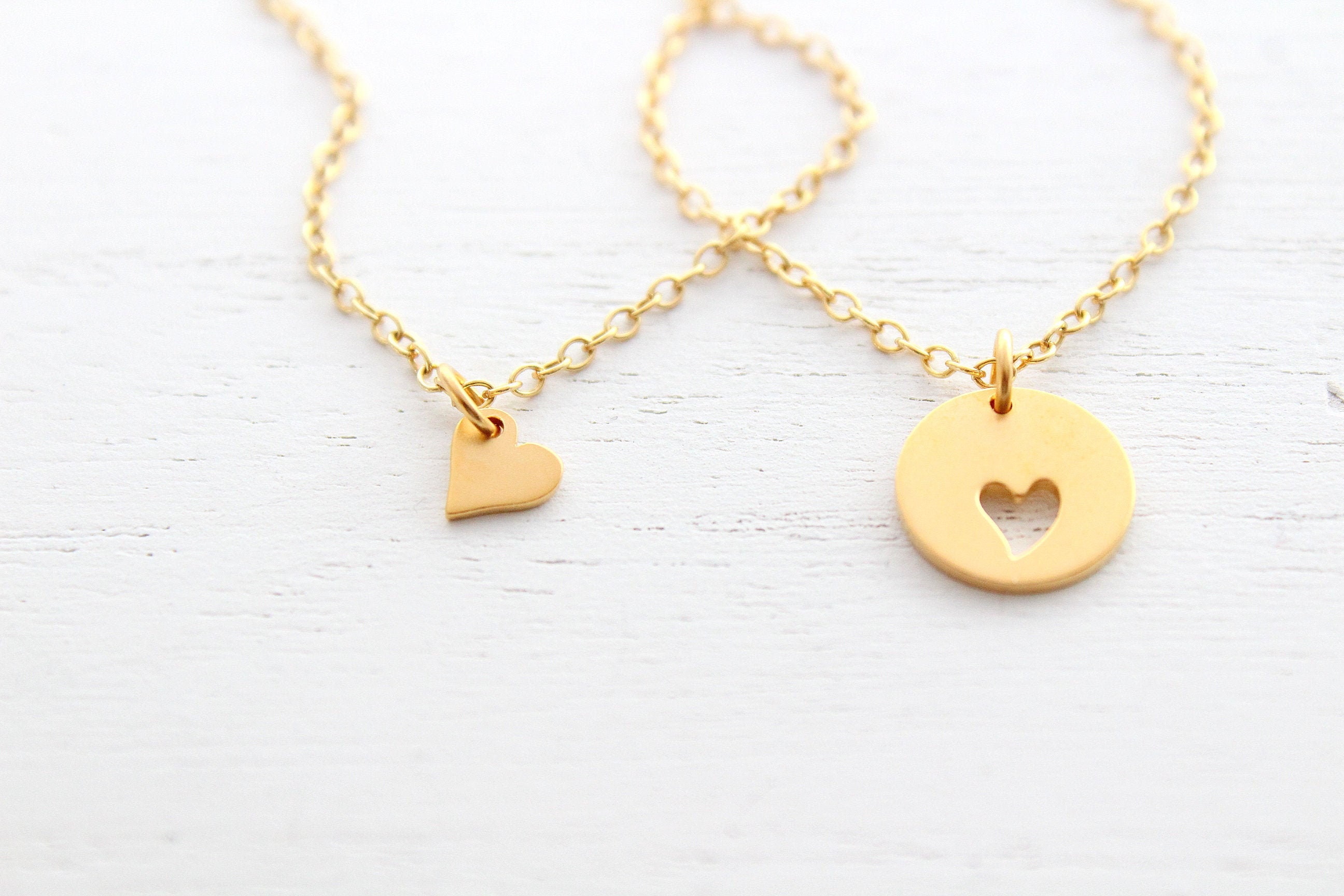 Mother Daughter Necklace gold set of 2 Mom and Daughter Etsy