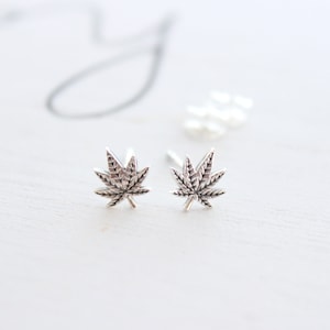 Pot Leaf Stud Earrings Post Marijuana Leaf, Weed Leaf Weed Jewelry Marijuana Jewelry image 2