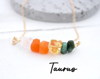 Zodiac necklace personalized Taurus Healing crystal jewelry Birthstone Necklace May Birthday Gift for her Christmas gift