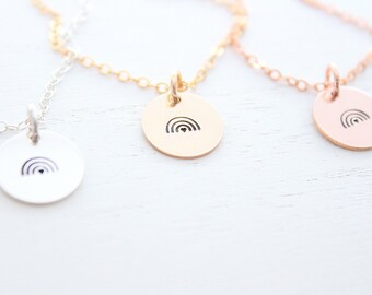 Rainbow necklace gold rose gold or silver, rainbow charm necklace. Minimalist, pride necklace. Rainbow baby necklace