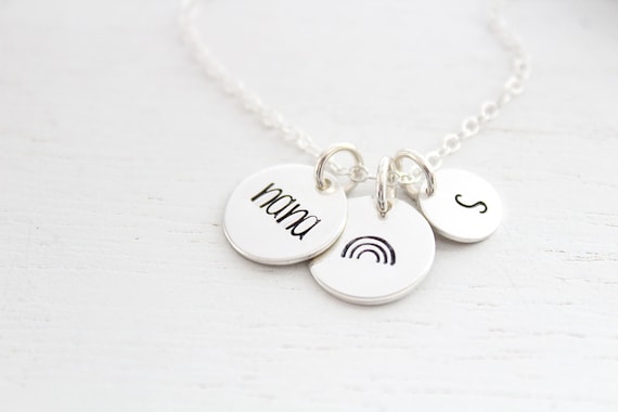 Nana Necklace gold ,Rainbow Necklace gold silver or rose gold, Rainbow charm, Personalized Gift for Mom Necklace, Gift for Her