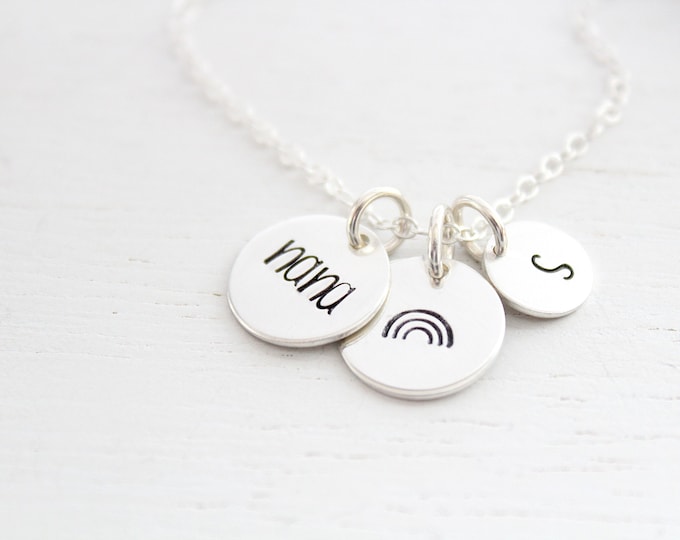 Nana Necklace gold ,Rainbow Necklace gold silver or rose gold, Rainbow charm, Personalized Gift for Mom Necklace, Gift for Her
