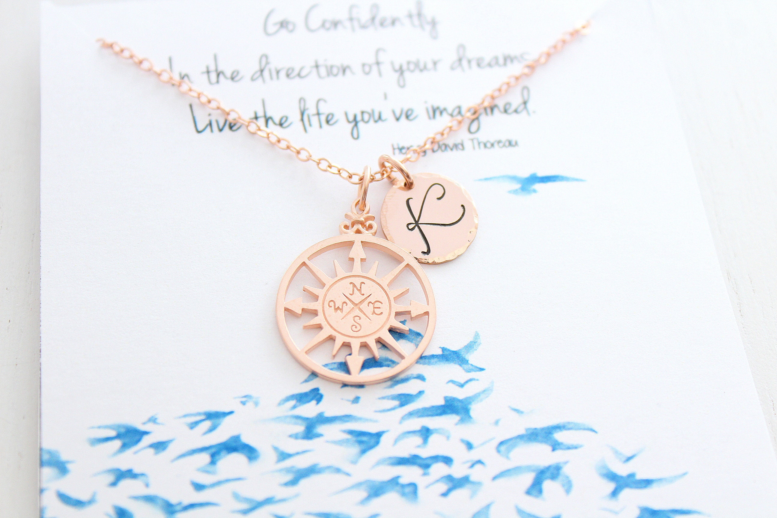 Compass Necklace . Graduation Gift . Inspirational Necklace Etsy