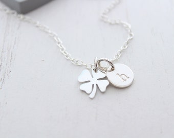 Four leaf clover necklace in silver. Clover pendant necklace, Shamrock Charm Necklac, Irish jewelry