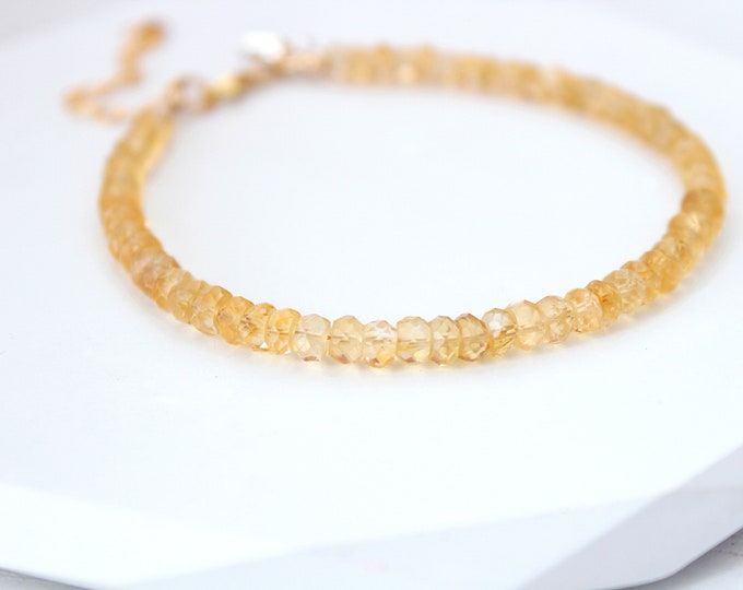 Citrine bracelet for women, November birthstone jewelry, Beads Bracelet, Yellow Jewelry Bracelet, Citrine Dainty Jewelry Bracelet