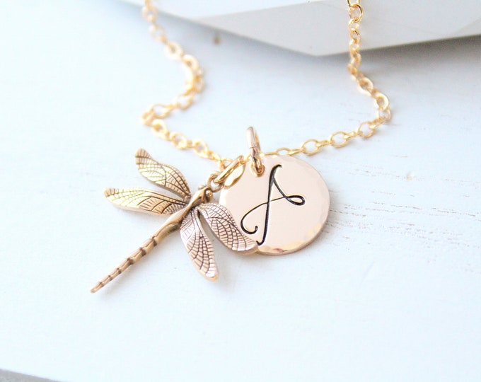 Gold Dragonfly necklace for women Sterling Silver Dragonfly Pendant Gifts for Her Birthday, Remembrance,  memorial necklace