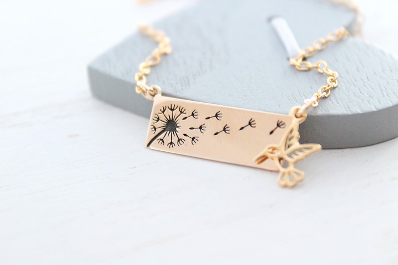 Dandelion Necklace gold hummingbird necklace Christmas Gift For Women Wish Necklace Flower Gold Necklace