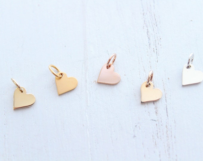 Heart Charm Silver, gold, rose gold, Add to Necklace chain , Bracelet, Add on Heart, Add a charm ,Tiny heart charm, Customize Your Necklace