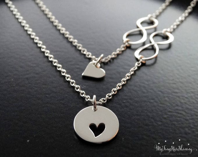 Infinity heart necklace silver, Mother Daughter necklace sterling silver, Mother Daughter gift for mom necklace, Daughter necklace from mom