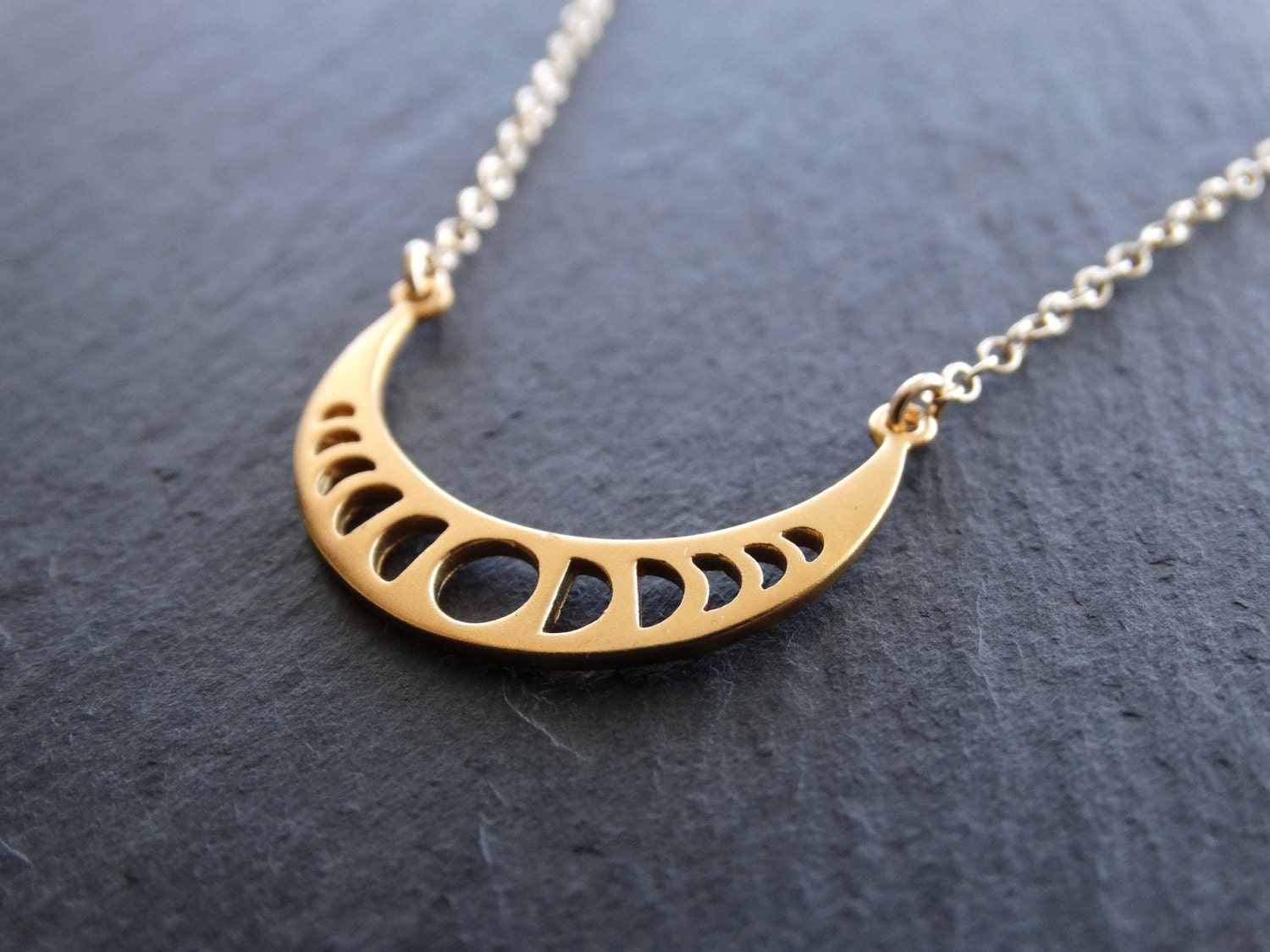 Moon Phase Necklace Sterling Silver, Celestial Necklace
