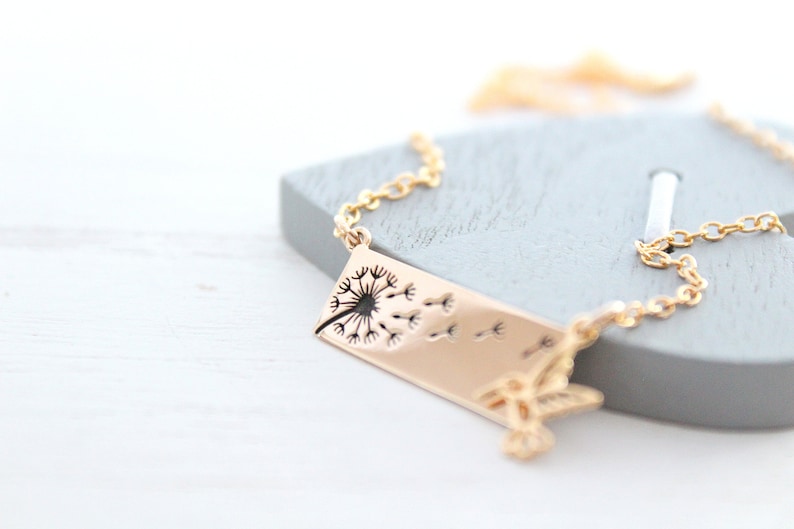 Dandelion Necklace gold hummingbird necklace Christmas Gift For Women Wish Necklace Flower Gold Necklace
