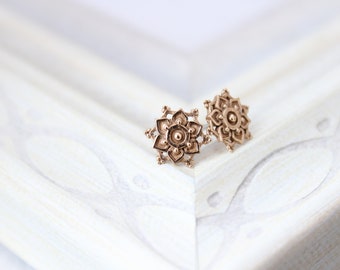 Stud Earrings Mandala Earrings studs Circle Earring Studs, Delicate Earrings, Minimalist Earrings, Dainty Earrings