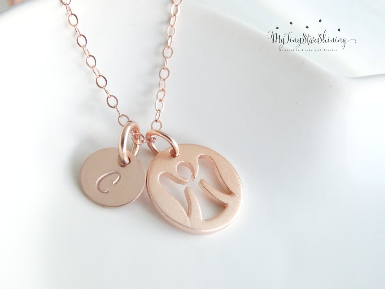 Personalized guardian angel necklace Clearance