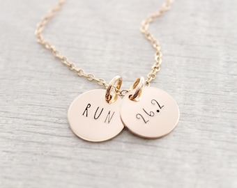 Marathon runner gift, Marathon or Half Marathon Necklace, 26.2 miles, Engraved Necklace, Hand-Stamped, Marathon Necklace, Runner