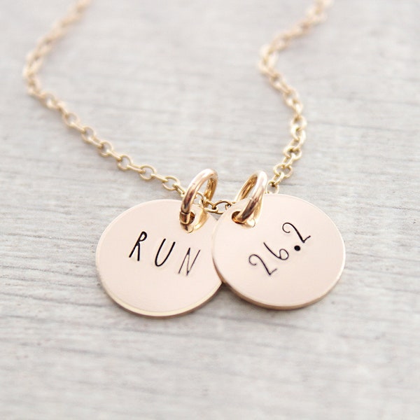 Marathon runner gift, Marathon or Half Marathon Necklace, 26.2 miles, Engraved Necklace, Hand-Stamped, Marathon Necklace, Runner