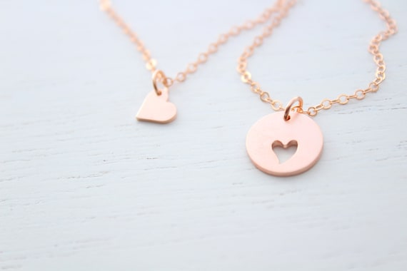 mom and daughter heart necklace