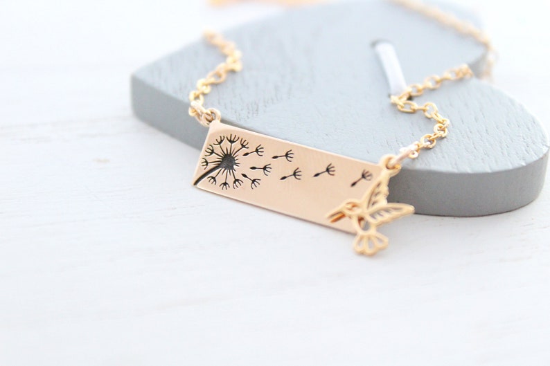 Dandelion Necklace gold hummingbird necklace Christmas Gift For Women Wish Necklace Flower Gold Necklace