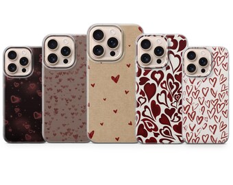 Rote Herzen Handyhülle Love Hearts Cover für iPhone 17 Pro Max, 16e, 15, 14, 13 & Samsung S26 Ultra, S25 FE, A57, A56, Pixel 10, 9A