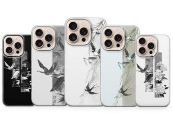Funda para teléfono con diseño de pájaros, funda minimalista para iPhone 17 Pro Max, 16e, 15, 14, 13 y Samsung S26 Ultra, S25 FE, A57, A56, Pixel 10, 9A