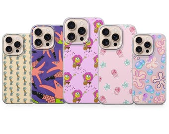 Funda para teléfono de Bob Esponja y sus amigos para iPhone y Samsung (gel TPU)
