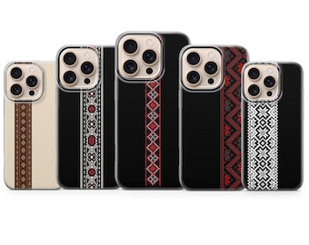 Ethno Muster Handyhülle Folk-inspirierte Hülle für iPhone 17 Pro Max, 16e, 15, 14, 13 & Samsung S26 Ultra, S25 FE, A57, A56, Pixel 10, 9A