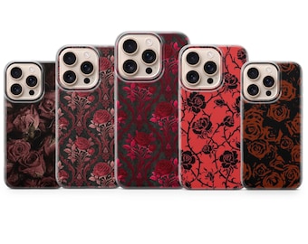Rote Rose Handyhülle Retro Rose für iPhone 17 Pro Max, 16e, 15, 14, 13 & Samsung S26 Ultra, S25 FE, A57, A56, Pixel 10, 9A