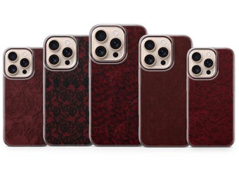 Dunkelrote ästhetische Handyhülle, dunkelrot, für iPhone 17 Pro Max, 16e, 15, 14, 13, 11 & Samsung S26 Ultra, S25 FE, A57, A56, Pixel 10, 9A
